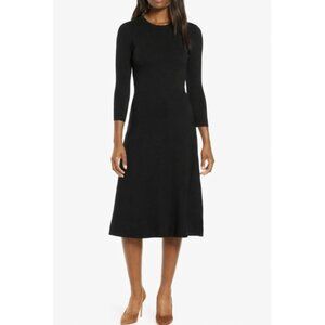 Eliza J Fit & Flare Sweater Dress Women's Black Size Medium